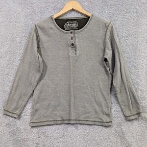 St. John's Bay Long Sleeve Henley Shirt Women's Medium Green Floral Cotton USA